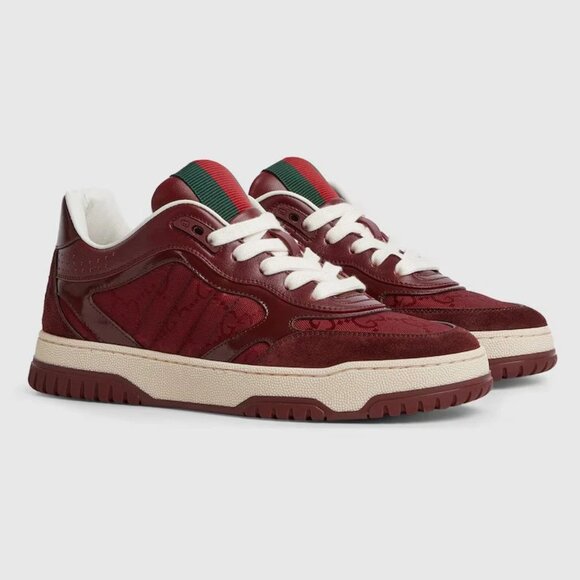 Women's Gucci Re-Web sneaker in Rosso Ancora red GG canvas size 38 - Picture 1 of 13